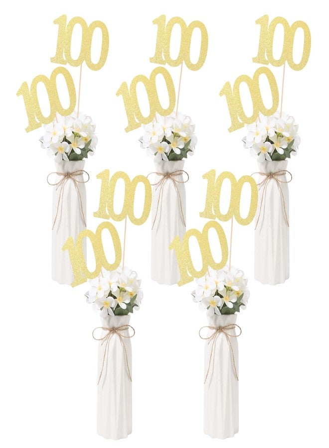 Gexolenu NO 100, 10 Pack Double-Sided Gold Glitter 100th Birthday Centerpieces for Tables, Number 100 Birthday Table Toppers Party Centerpiece Sticks Party Supplies - Image 4